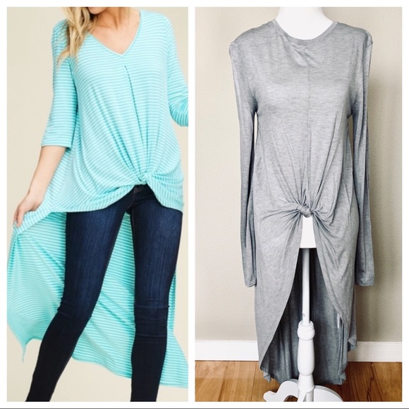 NWOT ZARA Front Knot High Low Gray TOP Blouse - Picture 2 of 8